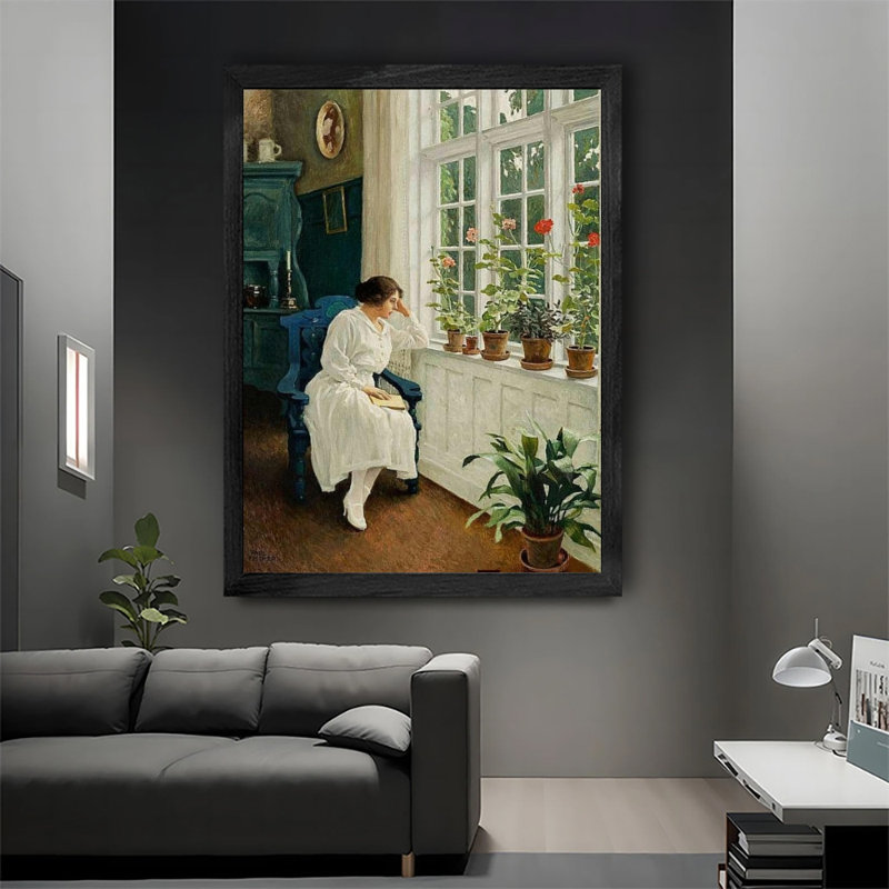 Art mural encadré noir moderne, femme, peinture murale avec cadre en bois noir durable pour la décoration intérieure