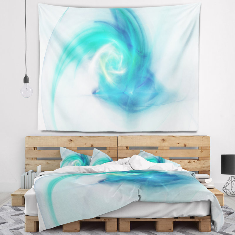 Tapisserie à texture abstraite fractale bleu clair, H 50 po x l 60 po