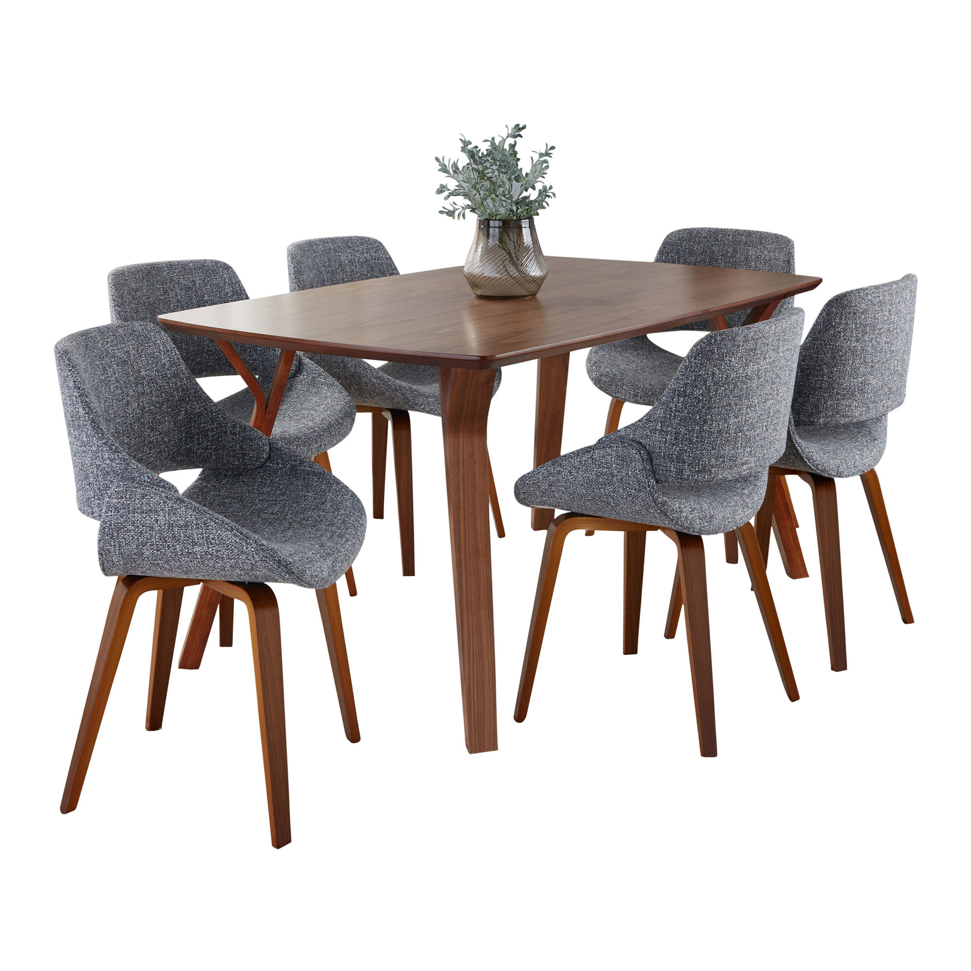 Corrigan Studio Mid-Century Modern Dining Set in Walnut Wood and Grey ...