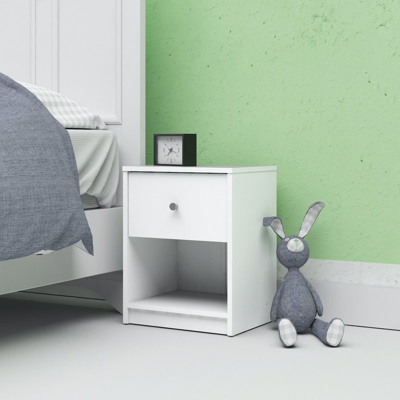 Anguel 1 Drawer Bedside Table, White