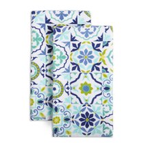 Set of 3 Painted Tile Pattern 27 x 18 Inch Woven Kitchen Tea Towels -  Foreside Home & Garden