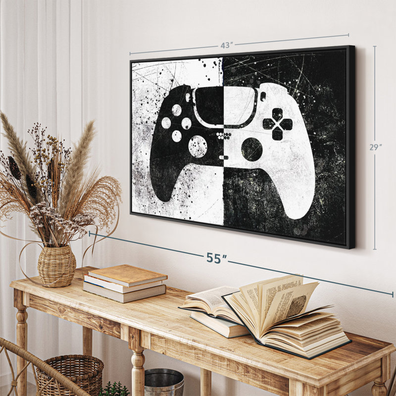 Impression sur toile de contrôleur de jeu grunge, H 29 po x l 43 po