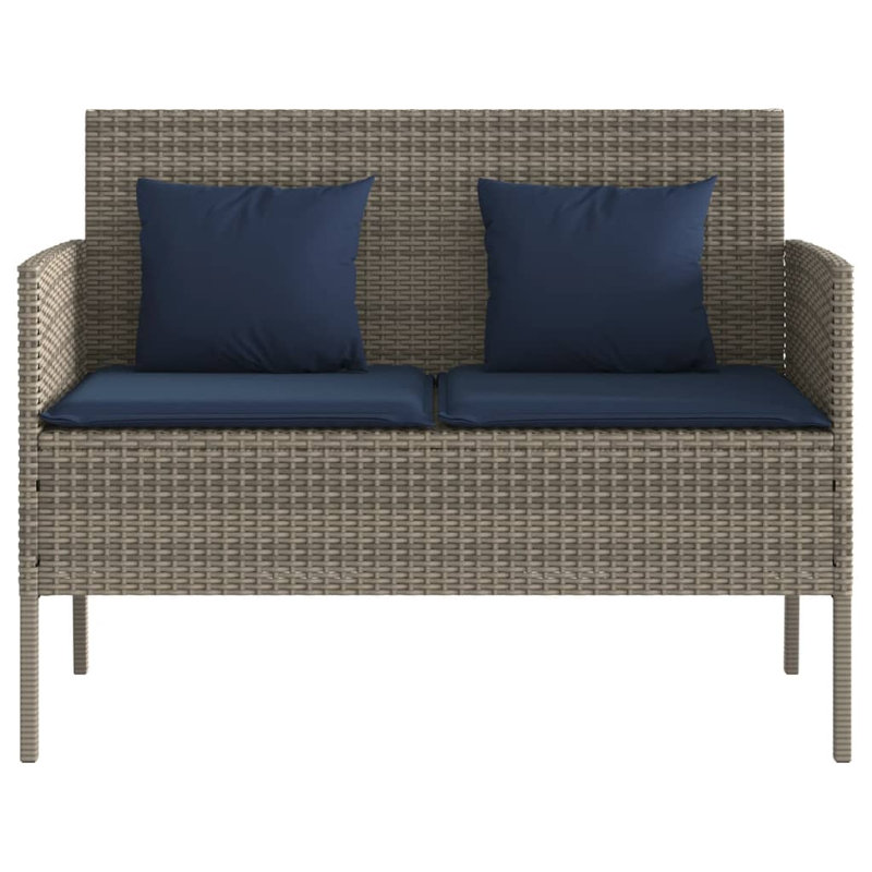 Banc de patio avec coussins Vidaxl, Bleu marine / gris