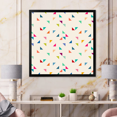Multicolore triangles sur jaune - reproduction d'art sur toile à motifs