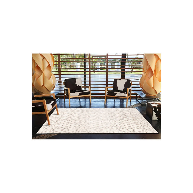 Tapis crème à motif tissé lavable à la machine, Sous-tapis carré 3 pi 3 po inclus
