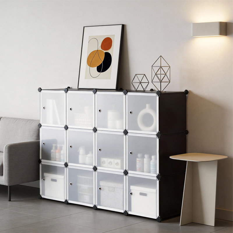 92.9cm W Plastic Storage Rack, Matte Black