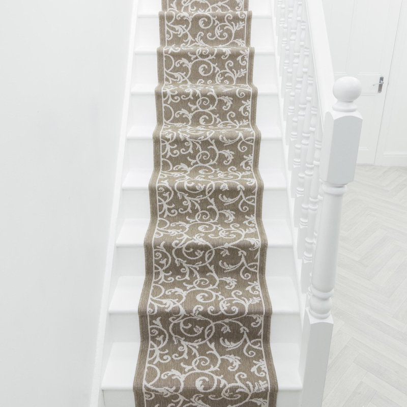 Stair Runner Damask Flatweave Area Rug, Runner 60 x 450 cm