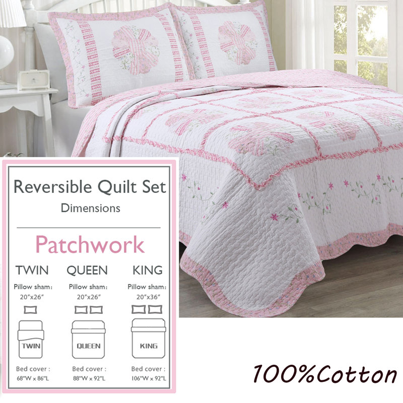 Modern & Contemporary Floral Quilt, Twin Quilt + 1 Sham