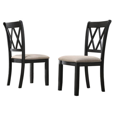 Fabric Upholstered Dining Chair In Black, Set Of 2