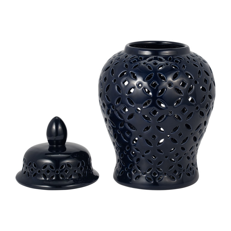 Pot à gingembre en céramique Austra, H 24 po x l 11 po x P 11 po, Bleu