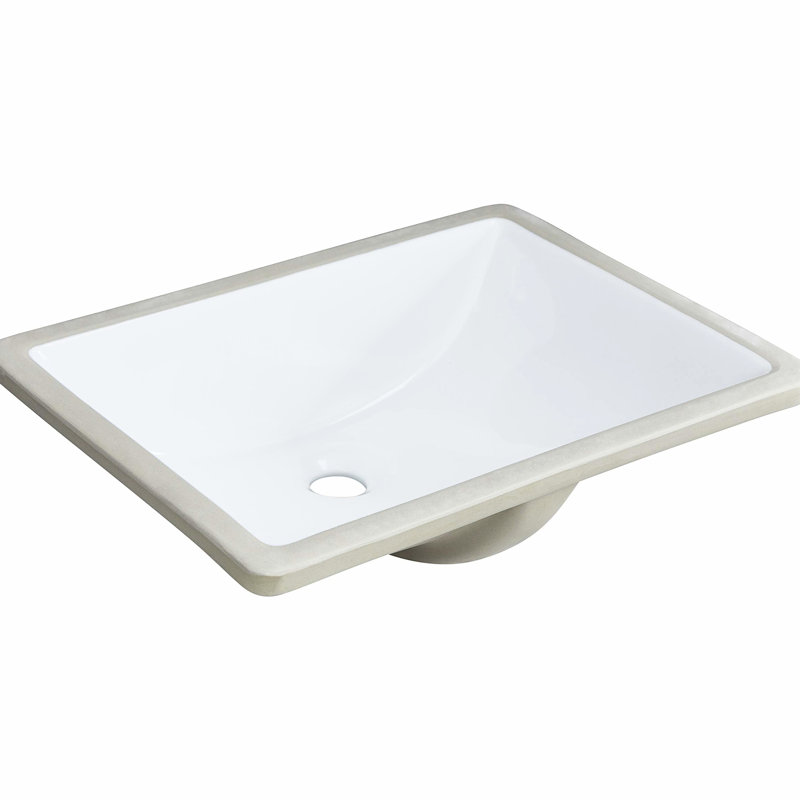 White Ceramic Bathroom Sink - Rectangular, Overflow, Sound Absorbing, Heat , Stain & Scratch Rust-, No Faucet Holes Required Rectangular Basin White, Emerged