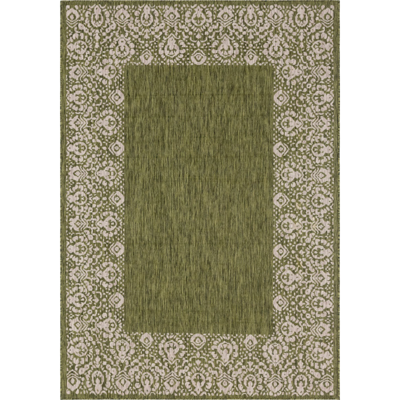 Tapis d'intérieur / extérieur vert Finbar, Rectangle 7 pi 1 po x 10 pi