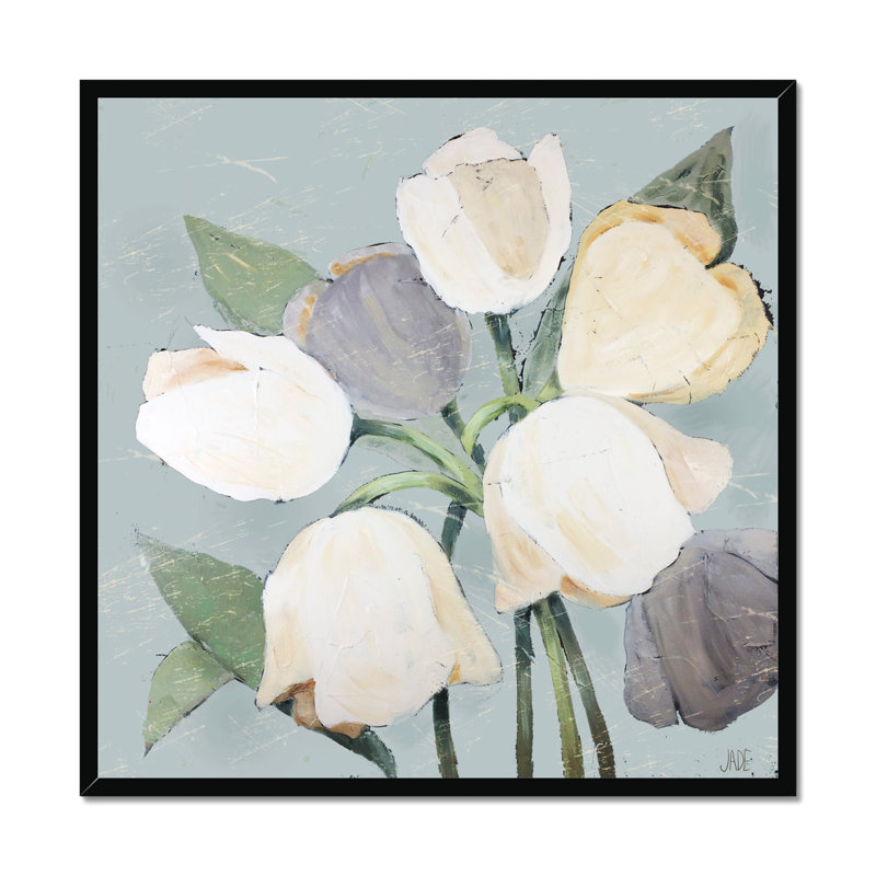 French Tulips I by Jade Reynolds - Painting, 95cm H x 95cm W, Black Framed Paper Print