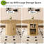 Table de salle à manger ronde extensible pour 4 à 8 personnes, table de cuisine circulaire avec tablette de rangement à 2 couches et tiroir, tables de salle à manger de style campagne moderne avec porte coulissante et base en bois pour la cuisine, le 