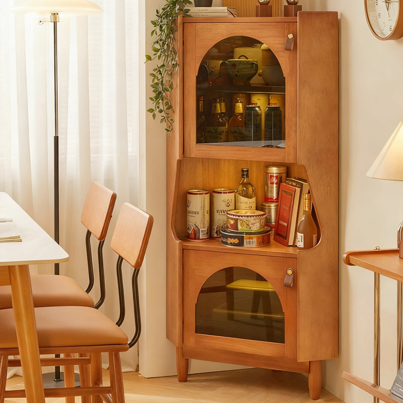 Armoire de coin en bois massif Cerise, Brun