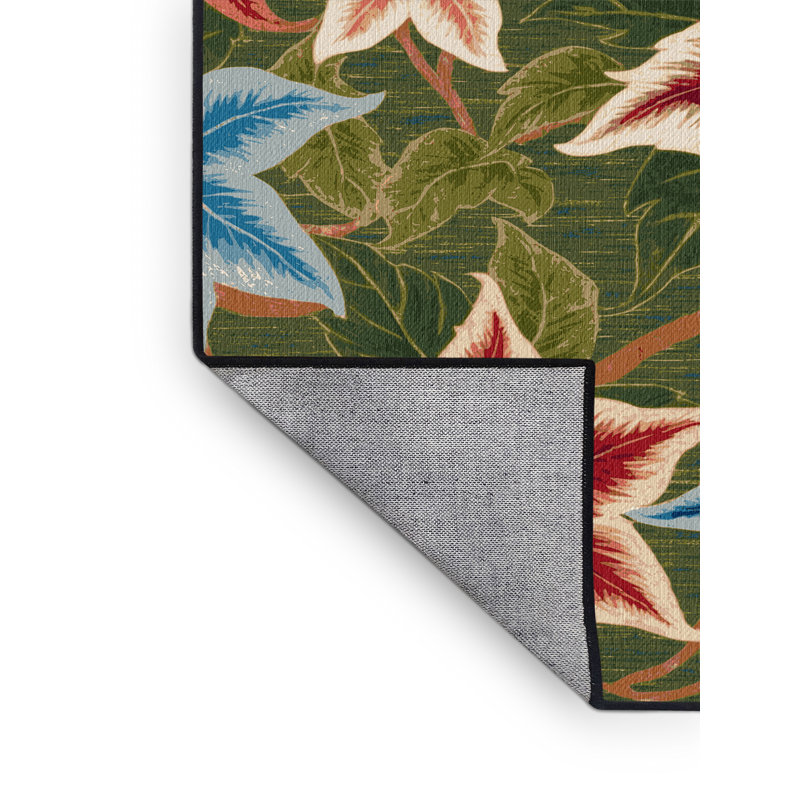 Tapis botanique brun lavable à la machine, Rond 5 pi