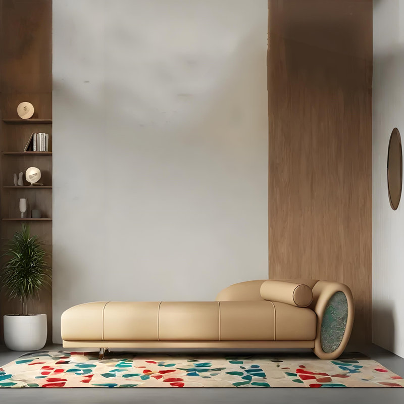 Chaise longue créative, confortable et décontractée, Orienté à droite, Jaune beurre