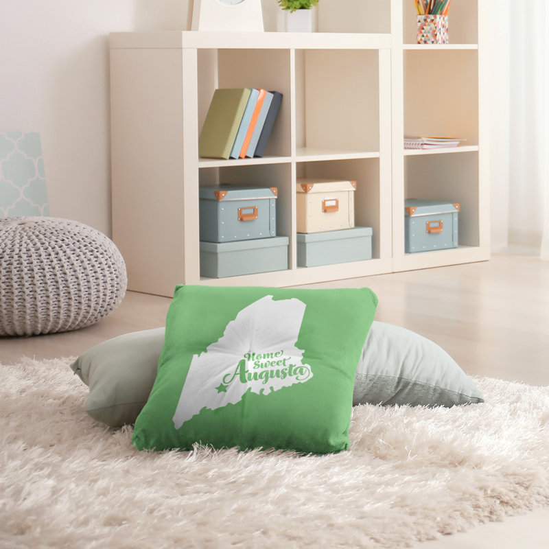 Reversible Throw Pillow, Green, 28" H x 28" W, Augusta/Maine