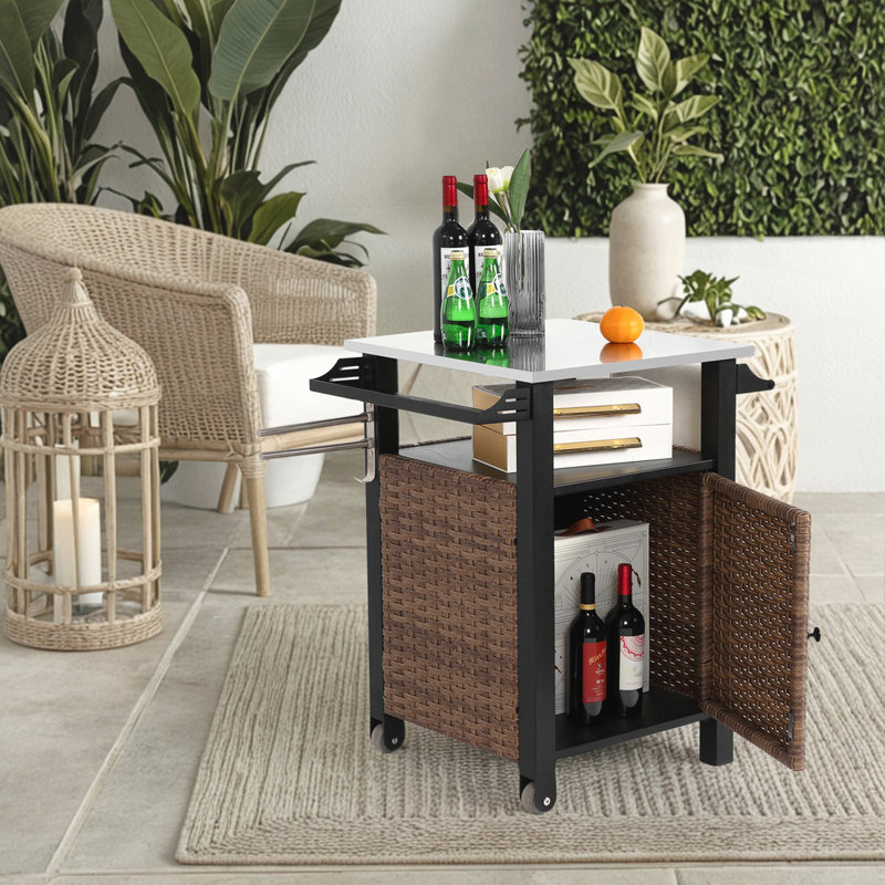Chariot à roulettes et rangement extérieur pour îlot de cuisine pour l'extérieur