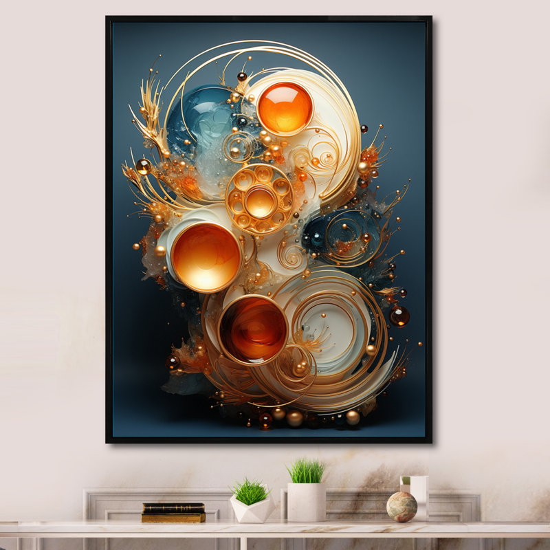 Teal Wire Sculpture - Abstract Spirals Framed Prints, 32" H x 16" W x 1" D, Black Floater Framed