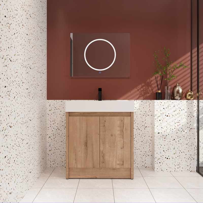 Meuble-lavabo simple avec plateau en résine 29,84 po Yajahira