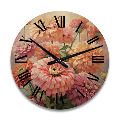 Horloge murale surdimensionnée Zinnias