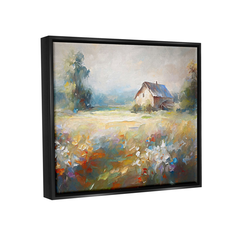 Floral Countryside Abstraction Framed Floater Canvas Wall Art by Ramona Murdock, H 25 po x l 31 po x P 1,7 po