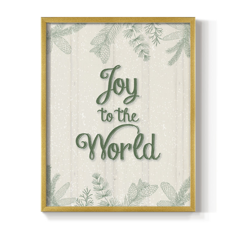 «Joy to the World», reproduction encadrée - bois massif, H 15 po x l 12 po, Doré