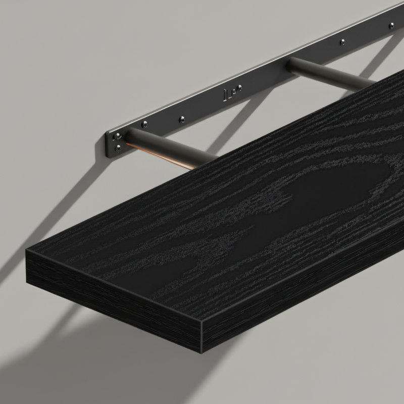 47.3 X 9.4 Inch Black Extra Long Wall-Mounted Shelf Set (2 Pieces) - Farmhouse Style Home Decor Shelf - Suitable For Various Spaces, Dual-Purpose Storage And Display