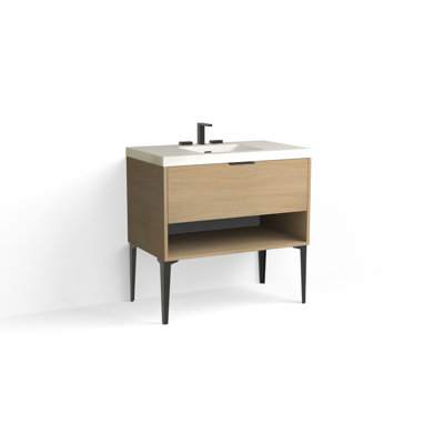 Modo 36" W Freestanding Single Bathroom Vanity with Dean Leg