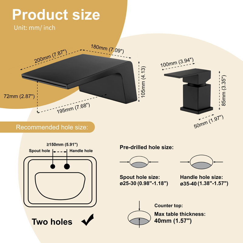 Deck Waterfall Faucet, Matte Black