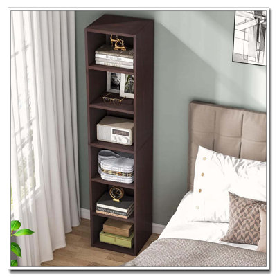Bibliothèque à 6 coins étroits pour salon, bureau, chambre à coucher