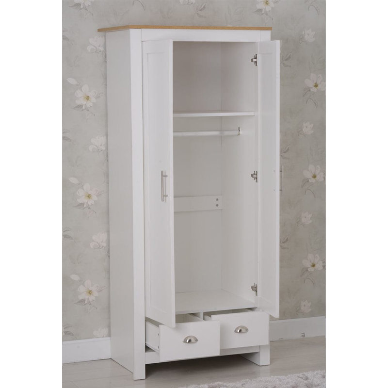 Annieruth 2 Door Manufactured Wood Wardrobe, White/Oak