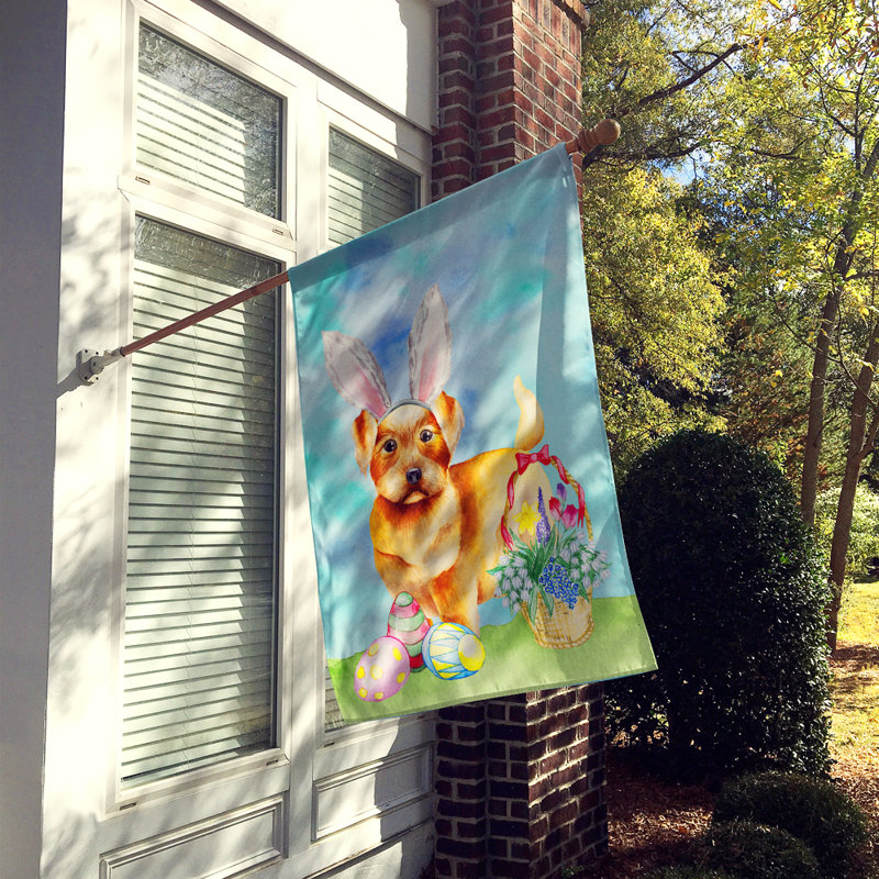 Polyester à 2 côtés 40 x 28 po. lapin de pâques drapeau maison, Terrier de Norfolk