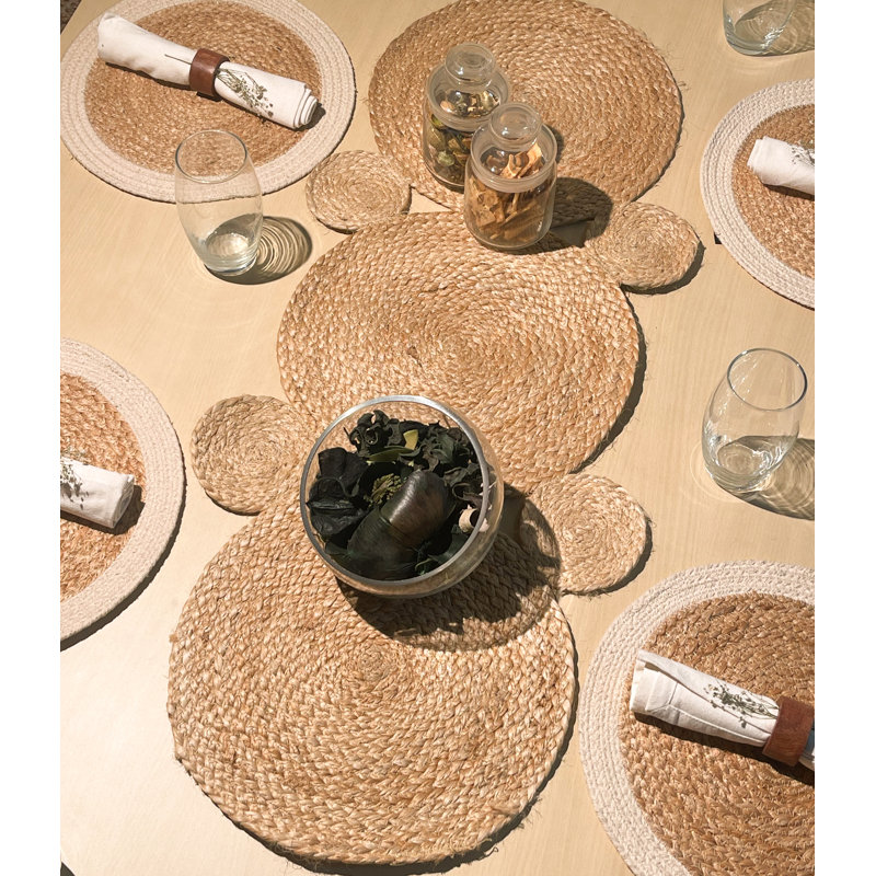 Chemin de table cercles jute tressé