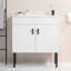 30" Bathroom Vanity With Metal Leg,With White Ceramic Basin,Two Soft Close Cabinet Doors, Solid Wood,Excluding Faucets