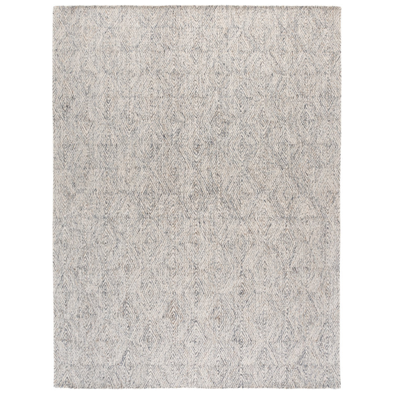 Koben Ebony Hand Tufted Wool/Cotton Geometric Rug in Navy/Ivory, Rectangle 8' x 10'