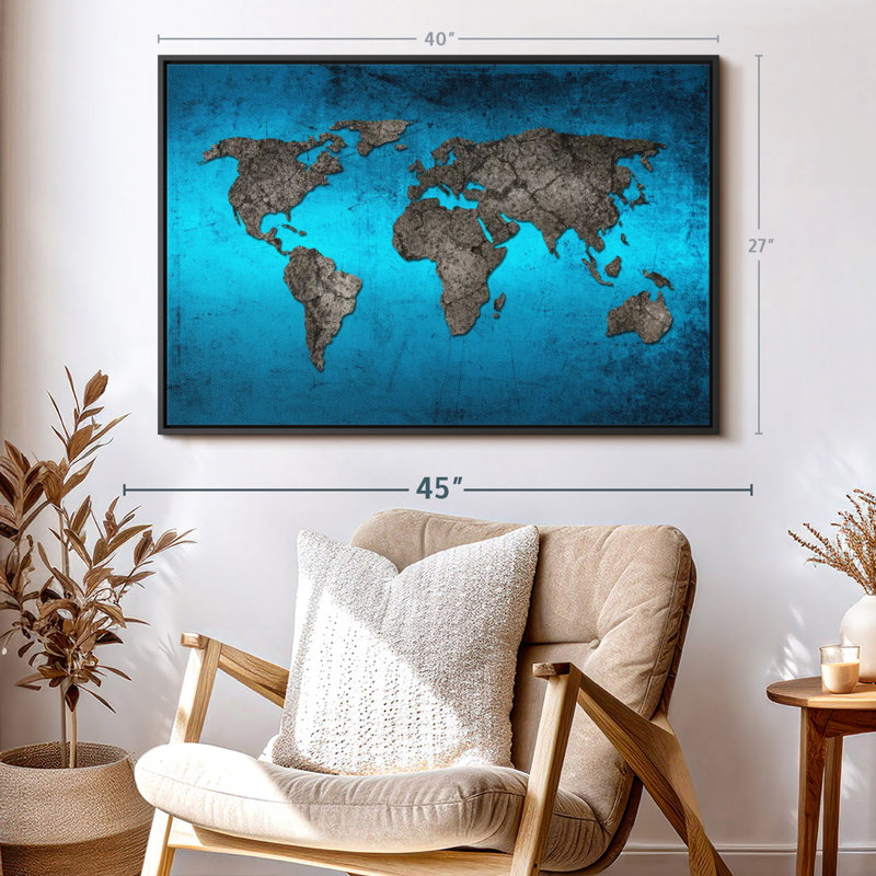 Amnen Ocean World Map Canvas Print, 27" H x 40" W