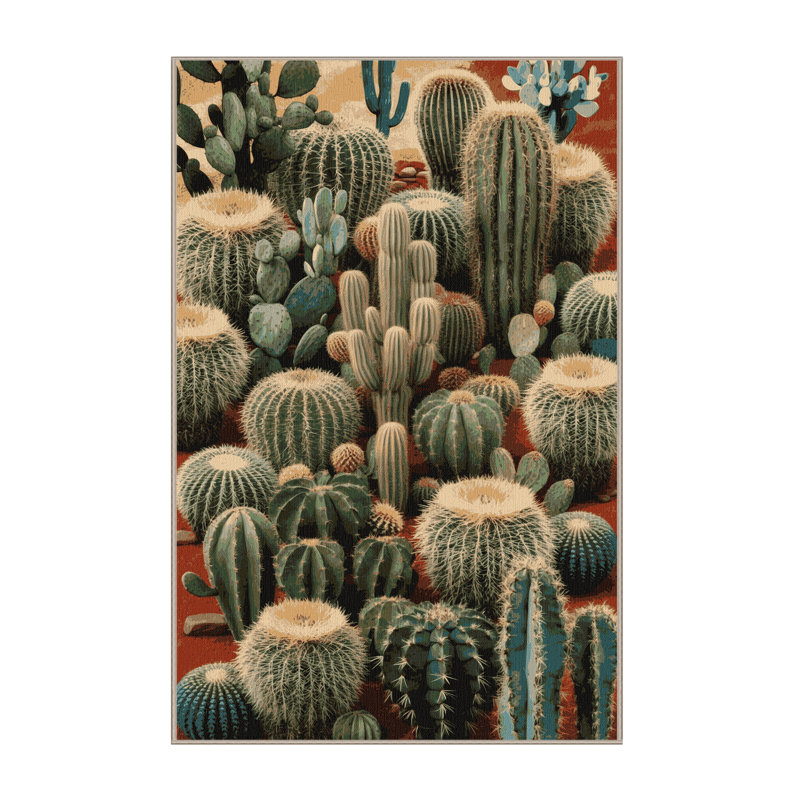 Machine Washable Botanical Brown Area Rug, Rectangle 3' x 5'