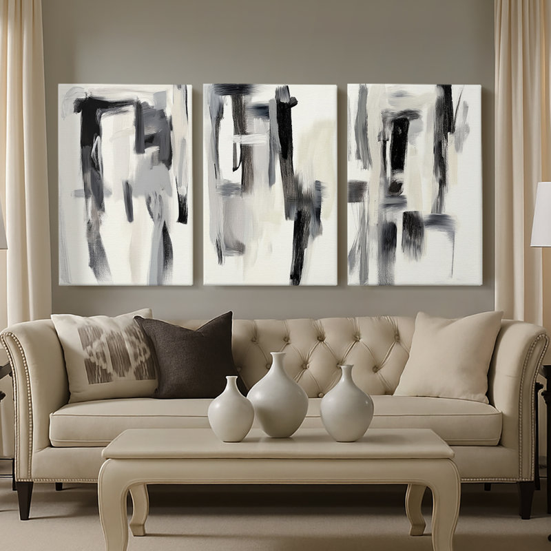 ABSTRACT Series DCC-III - Toile tendue sur mesure - 3 pièces, H 60 po x l 120 po