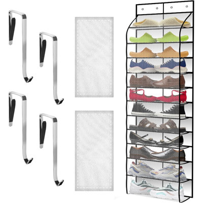 Over The Door Shoe Organizer with 12 Large Breathable Pockets - Durable Hanging Storage