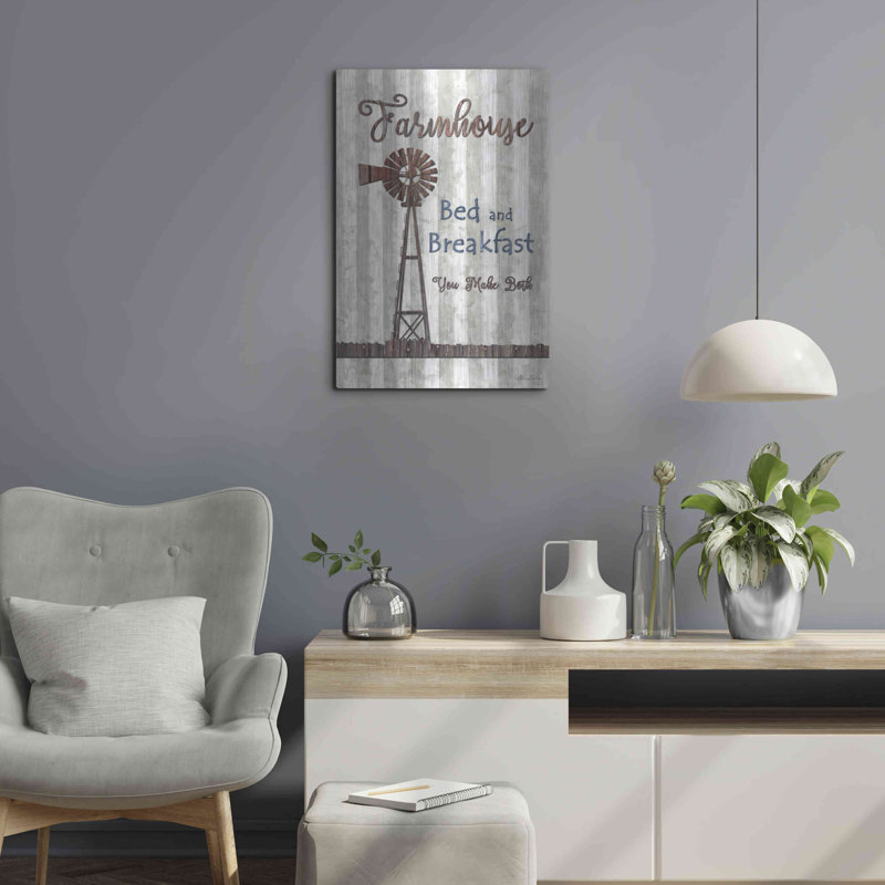 «Farmhouse Bed & Breakfast» par Lori Deiter, art mural en métal, 16 po x 24 po