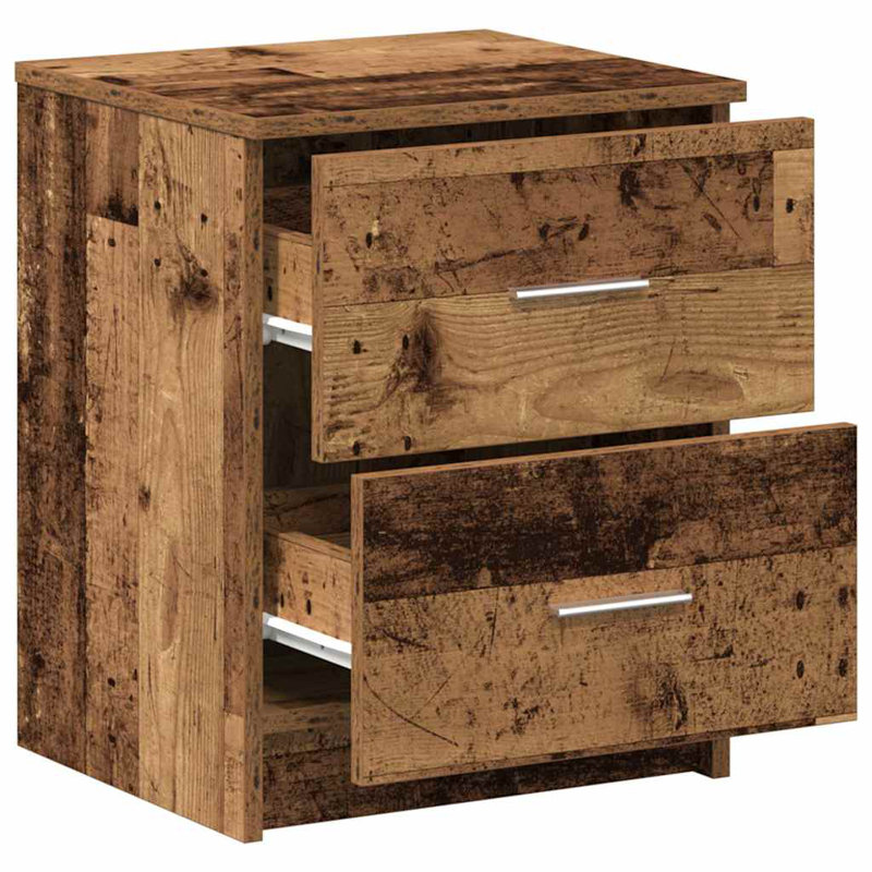 Bedside Cabinet With 2 Drawers, Old Wood, 1