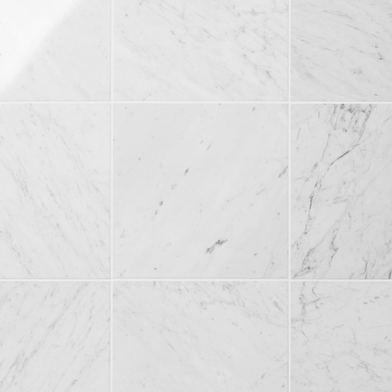 Carrara 3x12 Honed Marble Floor and Wall Tile, 12" W x 12" D, Polished
