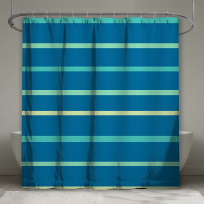 Blue Green Stripes Shower Curtains Extra Long
