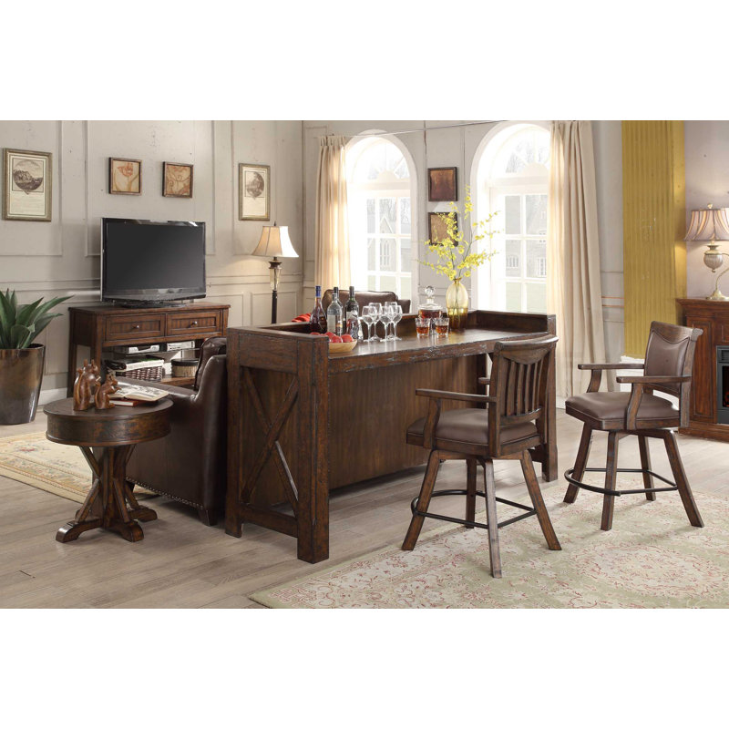 Houts Swivel Upholstered Counter Stool with Solid Wood Frame, Bar Stool (30" Seat Height)