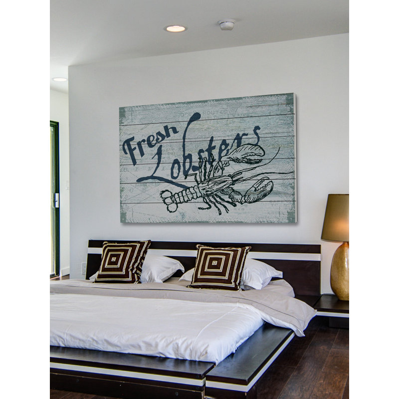 « fraîche homard », reproduction d’art sur bois blanc, H 30 po x l 45 po x P 1,5 po