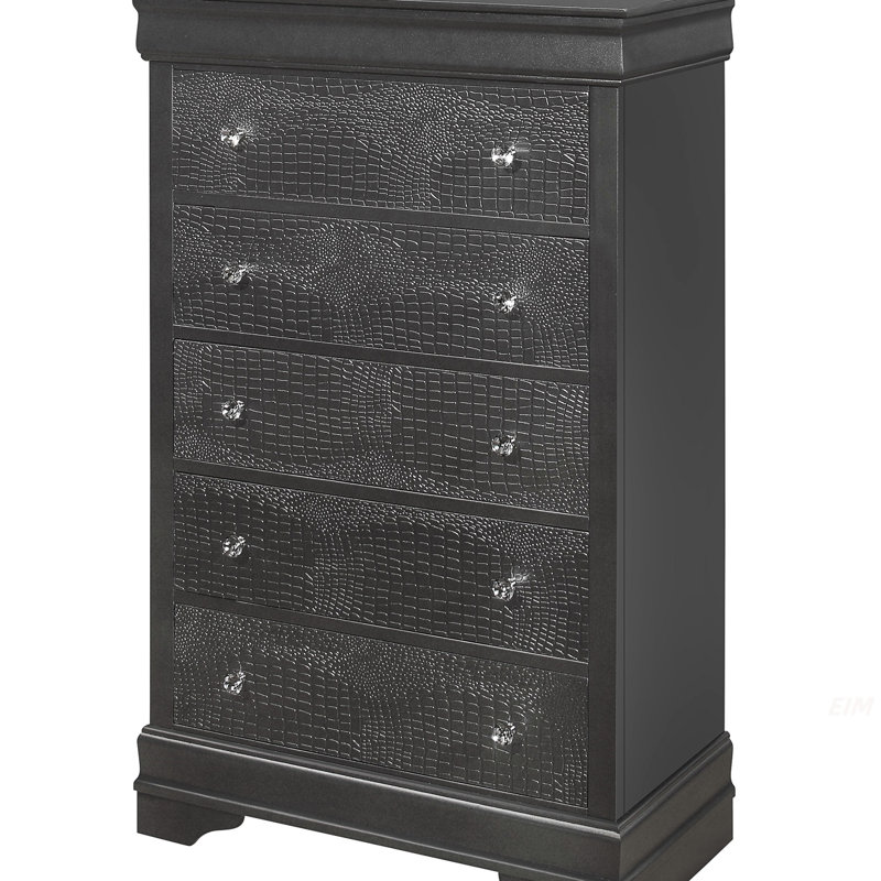 Commode en crocodile Shaker, Gris métallisé