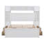 Grand lit en bois avec tête de lit avec rangement, 4 tiroirs, 10 tablettes, 4 armoires et prises de courant, blanc