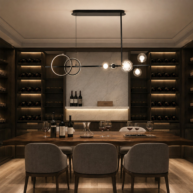 7 - Light Black LED Dimmable Linear Kitchen Island Pendant